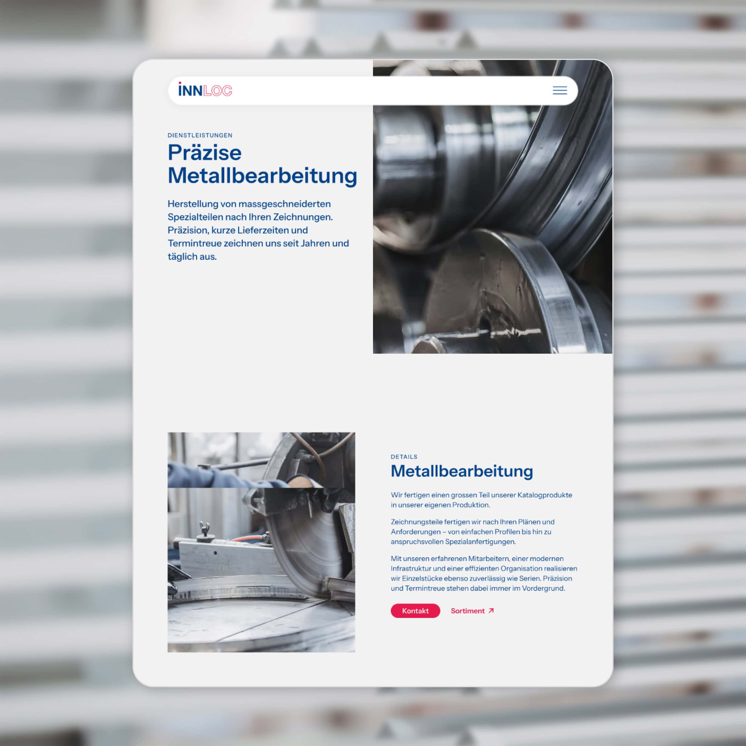 seite «präzise metallbearbeitung» der innloc handels ag