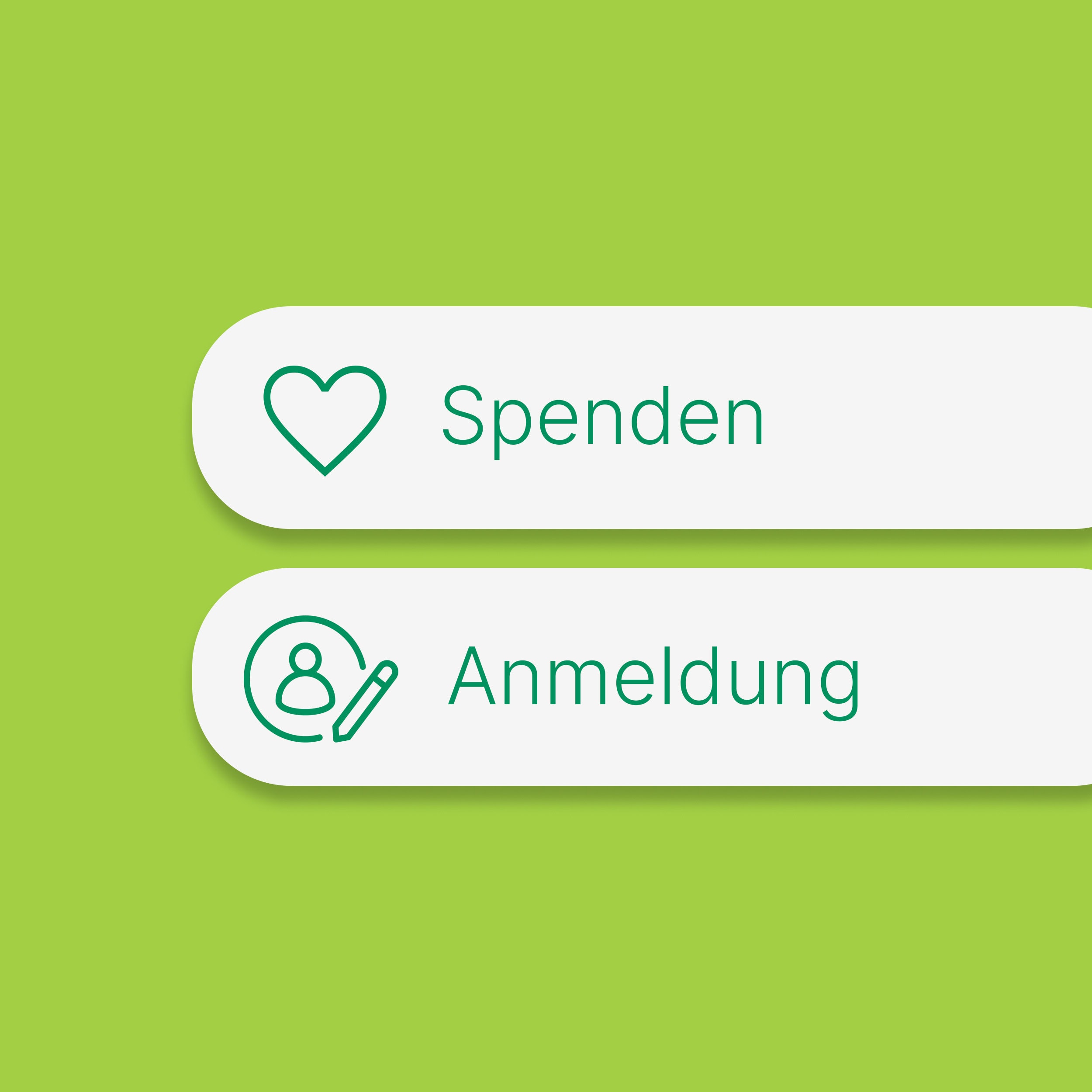 buttons «spenden» und «anmeldung» im design der spitex seetal
