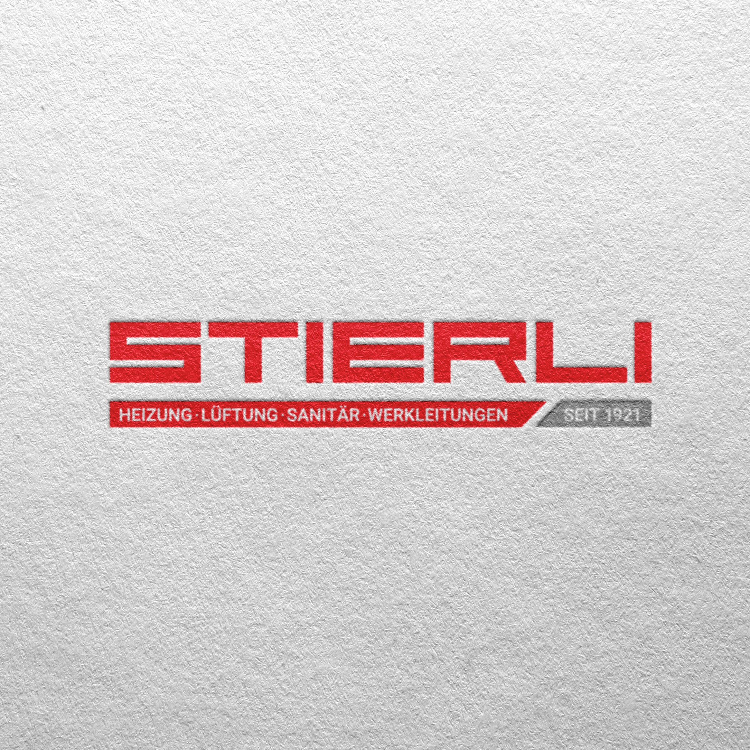 logo der stierli gmbh «heizung, lüftung, sanitär, werkleitungen, seit 1921» auf papier
