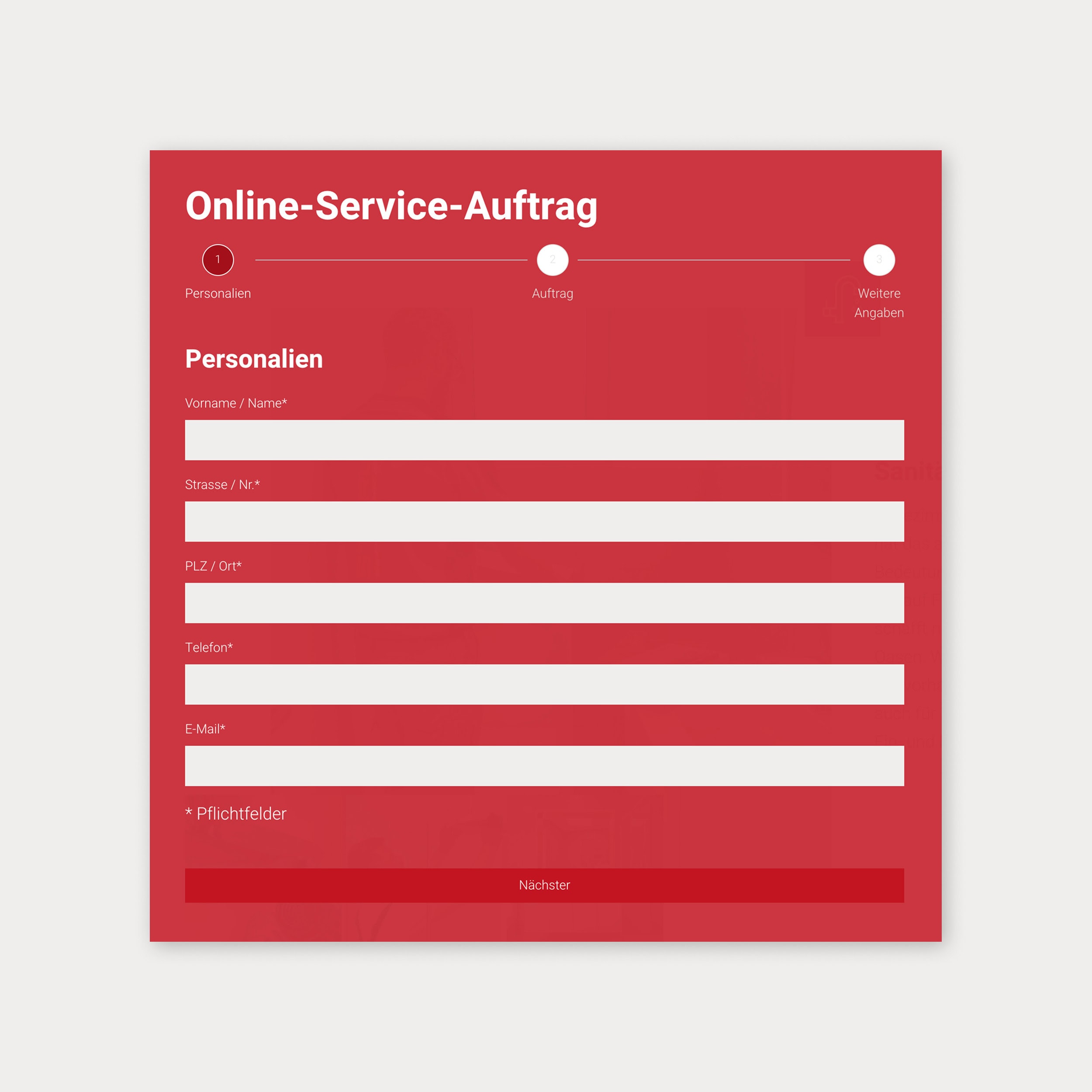 formular «online-service-auftrag» der stierli-website